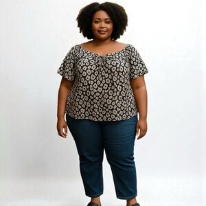 Brown Tan Blouse Jaclyn Smith 3 Extra Large 3X